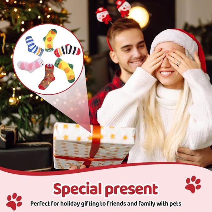 DONGKER Dog Squeaky Toys,6 PCS Stuffed Socks Dog Chewing Toys Built-in Double Sound Physical Structure for Small Medium Dogs Cats Daily Games Training Reward