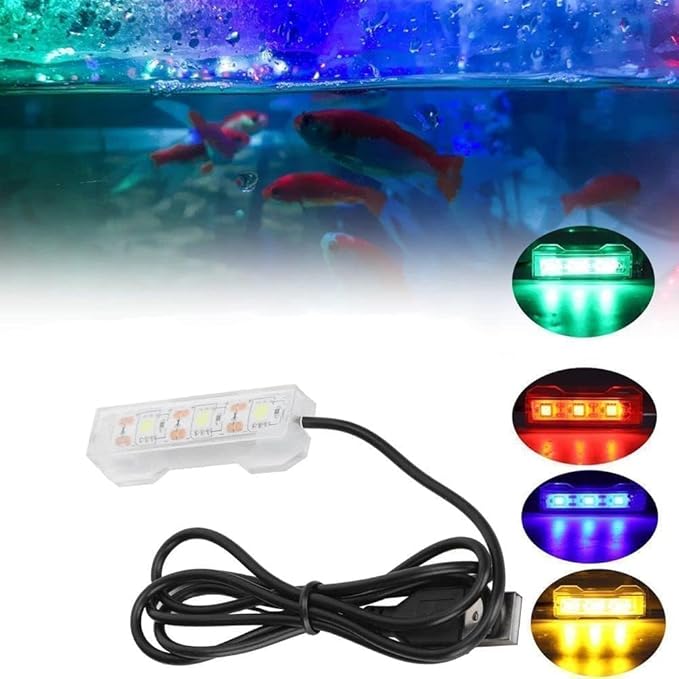 Blue Light Small Aquarium Led Light, Multicolor Led Fish Tank for Freshwater Plants Aquarium Accessories,Fish and Aquatic Pets,Small Aquarium Light Tank Lamp for or Office Desk Tank