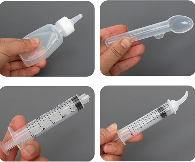 Pet Feeding Bottle and Syringe Set, Pet Nursing Bottle, Silicone Nipples, Feeder Kit for Small Animal, Newborn Puppies and Kittens, Rabbit, Squirrels (White)