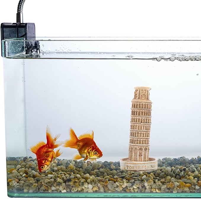 Alasum Leaning Tower of Resin Statue Fish Tank Decor, 4.13" Miniature Aquarium Ornament, Realistic Italy Landmark Landscape Decoration Hideout for Betta, Minnows and Aquatic Pets