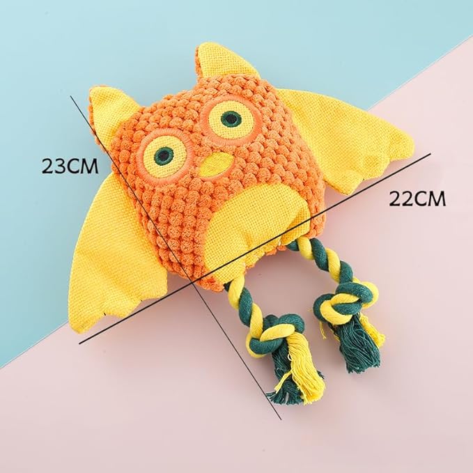 Colorful Owl Pet Toy, Dog and Cat Chew Toy for Interactive Training, Durable Plush with Squeaky Sound, Multiple Owl Designs Available, Made of Corn Plush and PP Cotton (Little Owl)