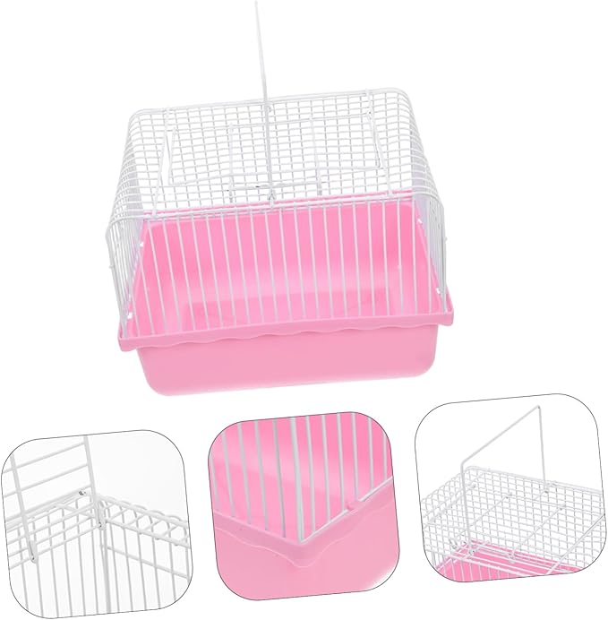 Happyyami Portable Bird Carrier Cage for Small Animals Lightweight and Plastic Birdcage Transparent Window for Lovebirds Parakeets and Cockatiels