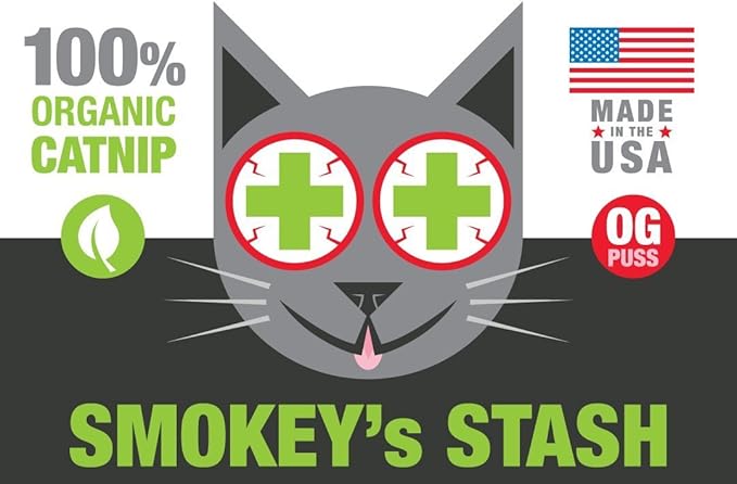 Smokey's Stash Catnip – 100% Natural Premium Catnip for Cats –Fresh, Potent & Aromatic – Encourages Play, Reduces Boredom for Indoor Cats & Kittens – Grown in North America – Resealable Pop Top Can