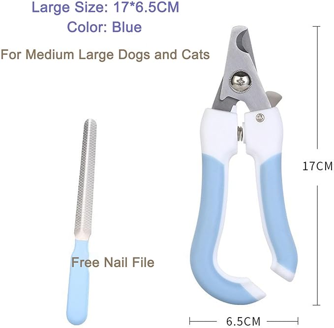 Pet Nail Clippers for Dogs & Cats with Safety Guard, Sharp Stainless Steel Blades, Professional Dog Nail Trimmers for Small Medium Large Breeds, Cat Nail Clippers for Indoor Cats, Quiet Grooming Tool