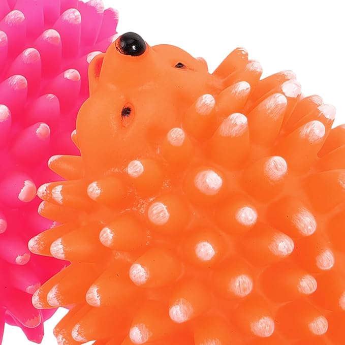 POPETPOP 2 Pcs Hedgehog Dog Squeaky Molar Toys Latex Chew Toys for Pet Teeth Cleaning and Play Durable Cartoon Pet Teething Toys 3.54X2.75X2.36In