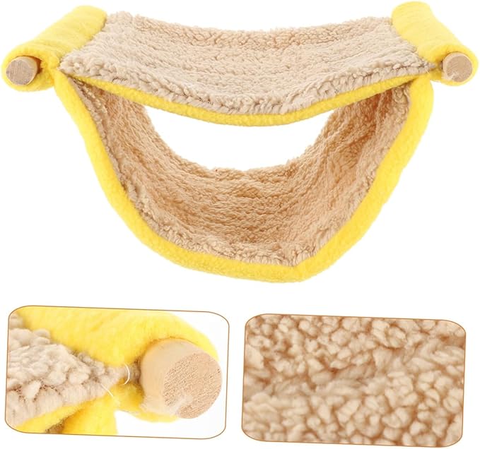GLEAVI Double Layer Small Pet Hammock Hanging Bed Soft Plush Swing Cave for Hamsters Ferrets Birds Cage Accessories Yellow