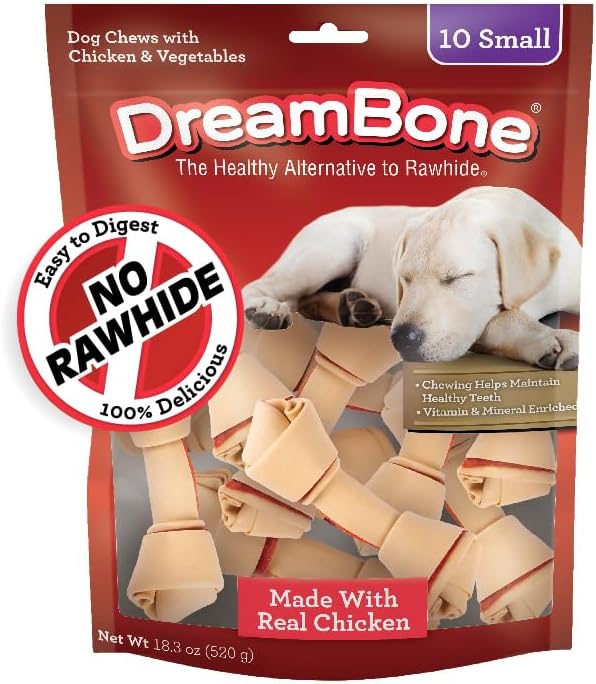 DreamBone Vegetable & Chicken Dog Chews,Rawhide Free,Small,10-Count,(Pack of 2)