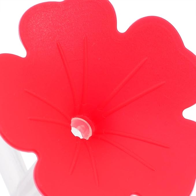 Kisangel 3pcs Hanging Red Flower Hummingbird Feeders for Outdoor Garden, Dual Feeding Ports Plastic Bird Feeders with Base, Suitable for Backyard Birding and Wildlife Watching