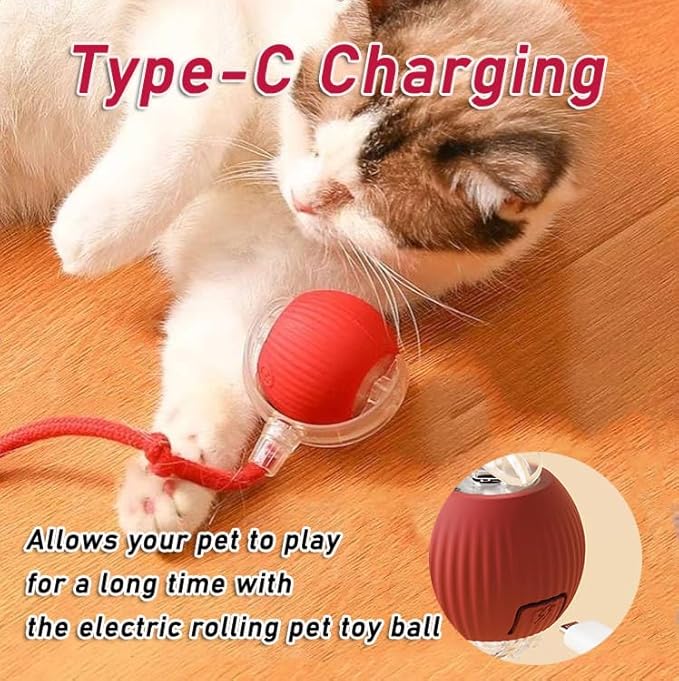 Interactive Rolling Dog Ball,Interactive Rolling Ball Dog Toy,Interactive Rolling Ball Dog Toy,Electric Dog Ball Toy,Electric Dog Ball,360° Smart Automatic Rolling Pet Ball(Red)
