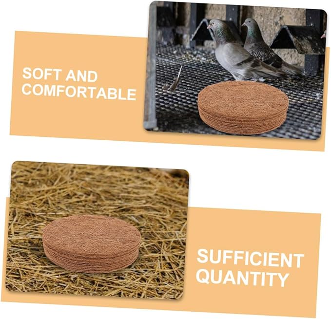 10pcs Coconut Fiber Pads Pigeons Nesting Pad Small Animals Nesting Material Washable Bird Cage Liners for Chicken Parakeet Cage Accessories