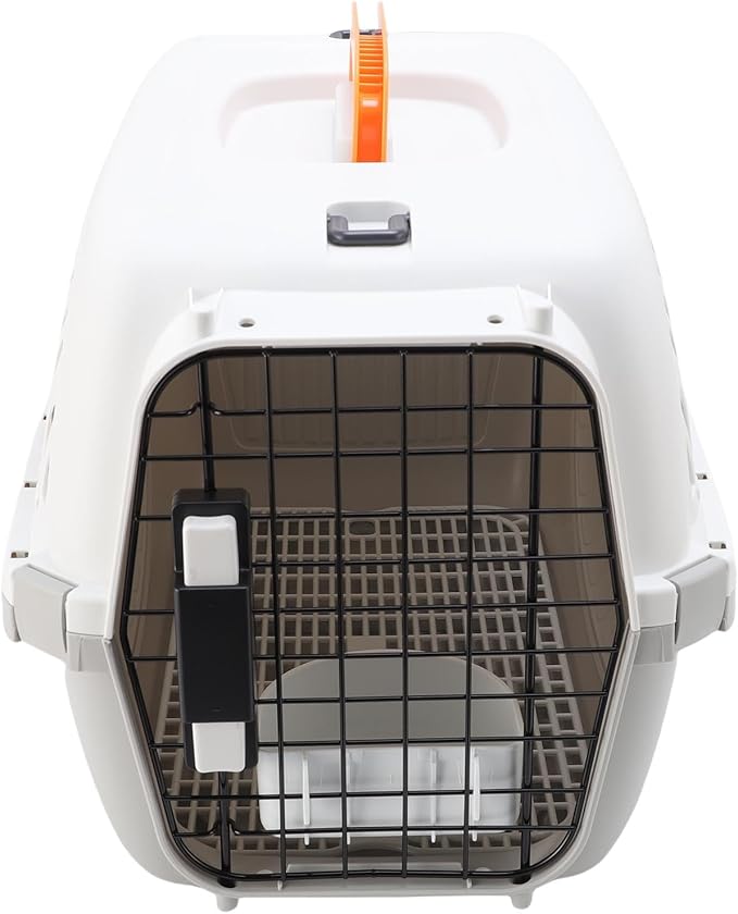 Pet Carrier for Small Dogs and Cats, Cat Carrier Plastic Dog Transport Box Pet Box for Outdoor Travel - Easy to Assemble Ample Space Excellent Ventilation (Grey)