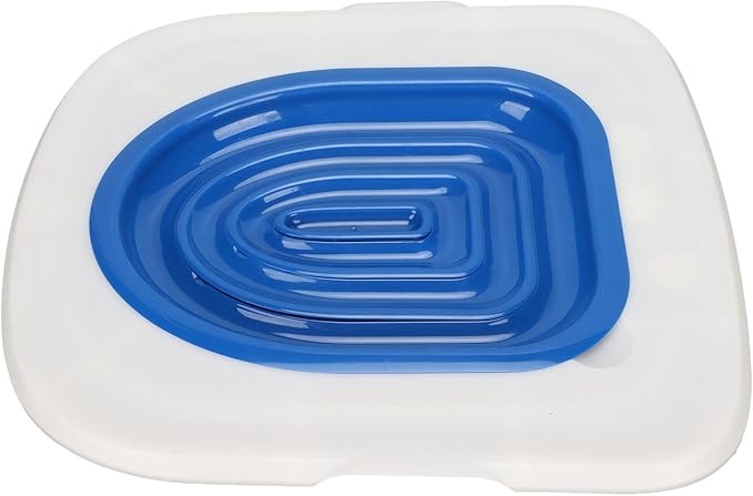 Cat Litter Toilet Cat Litter Training Kit, Universally Designed, Reusable, Ecofriendly Trainer, Includes Training Mat and User Manual. (White Tray, 1 Blue Inner Support)