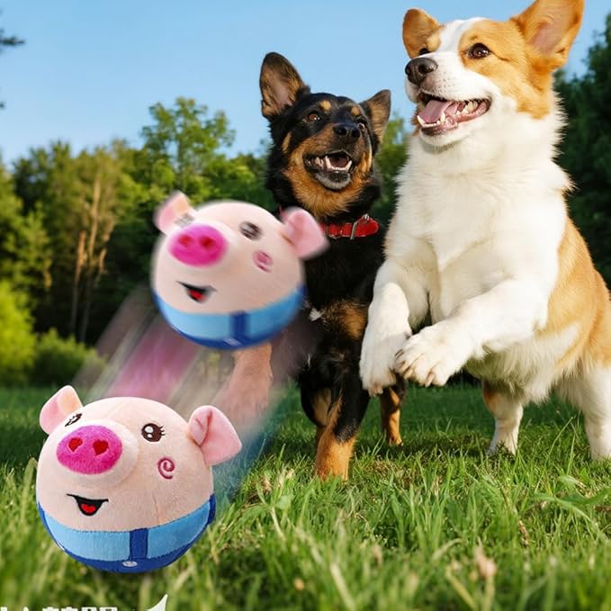 Interactive Dog Toys, 2026 New Active Moving Pet Plush Toy, Rechargeable Squeaky Dog Ball Toy with Talking Sound, Washable Cartoon Pig Plush Toy (#05)