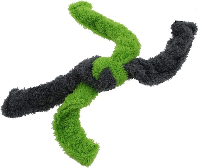Cycle Dog Duraplush Medium Green Grey Spring Thing: Sqeakerless Eco-Friendly and Durable Toy for Dogs | Perfect for Fetch and Tug-of-War Play | Made in USA