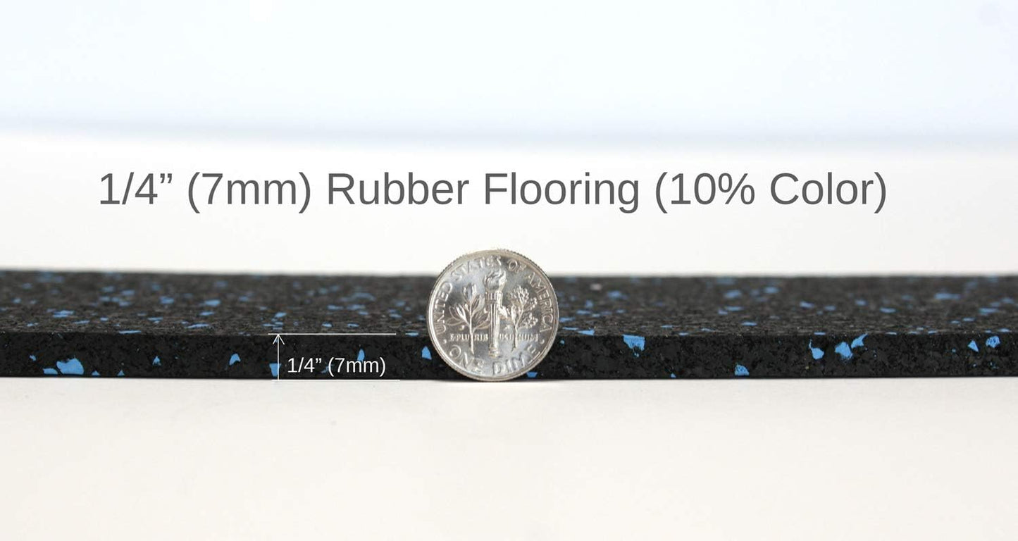 American Floor Mats 1/4in (7mm) Thick 10% Green 4' x 10' Heavy Duty Rubber Rolls, Protective Exercise Mats, Home Gym Rubber Flooring