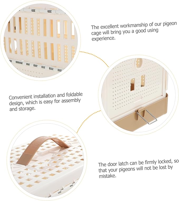 POPETPOP Foldable Plastic Pigeon Cage with Handle and Removable Tray Portable Pet Nest House for Training Domestication and Transportation of Small Birds Rabbits and Kittens