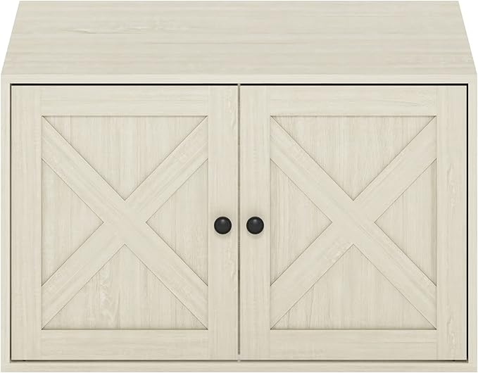 Furinno Peli Farmhouse Cat Litter Box Enclosure, White Wash
