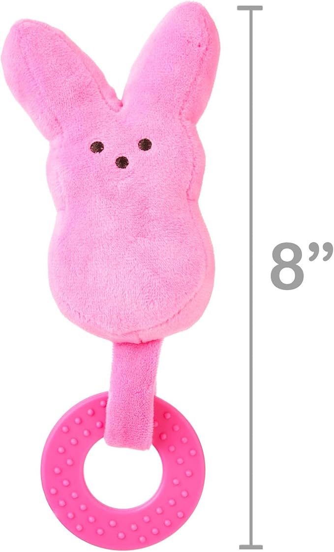 Peeps Officially Licenced Bunny Shaped Pet Toy Squeak Chew Soft Dog Cat (Pink)