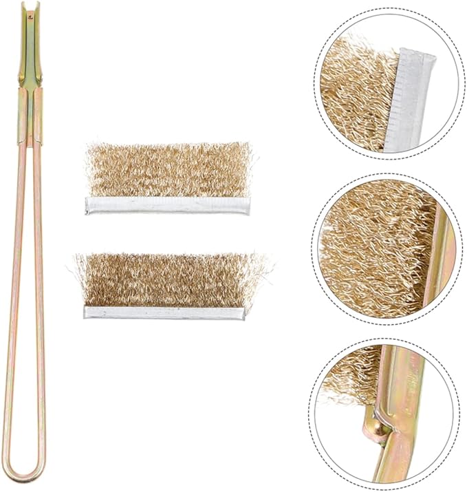 POPETPOP 1Set Bird Cage Brush with Long Handle Steel Copper Wire Bristles for Deep Cleaning and Painted Surfaces for Parrot Cages and Animal Enclosures