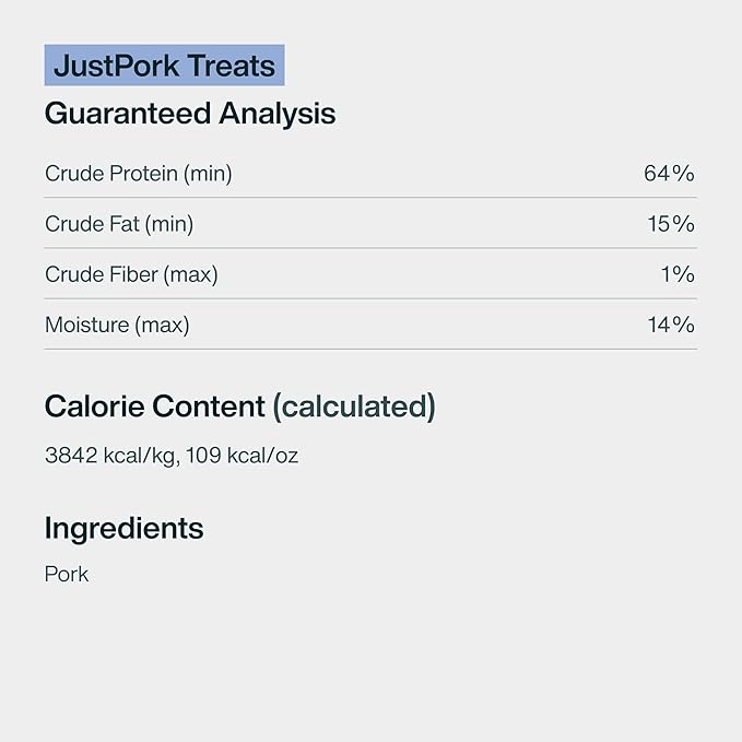 JustFoodForDogs Single Ingredient Healthy Dog Treats and Dog Snacks, Jerky Treats, Human Grade, Preservative and Grain Free, Rawhide Free Chews, Low Calorie Treat - Pork, 5 oz