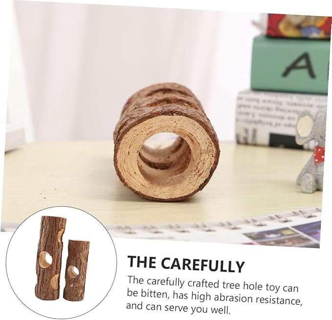 Hamster Wooden Tree Hole 2pcs (15cm 20cm) Natural Chew Tunnel for Small Pets Rabbit Ferret Bird Cage Accessories