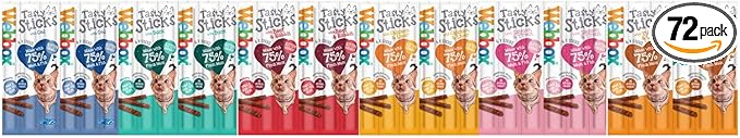 Webbox *New Cats Delight Tasty Sticks Chews Treats Variety Pack 12 x 6 (72 Sticks)