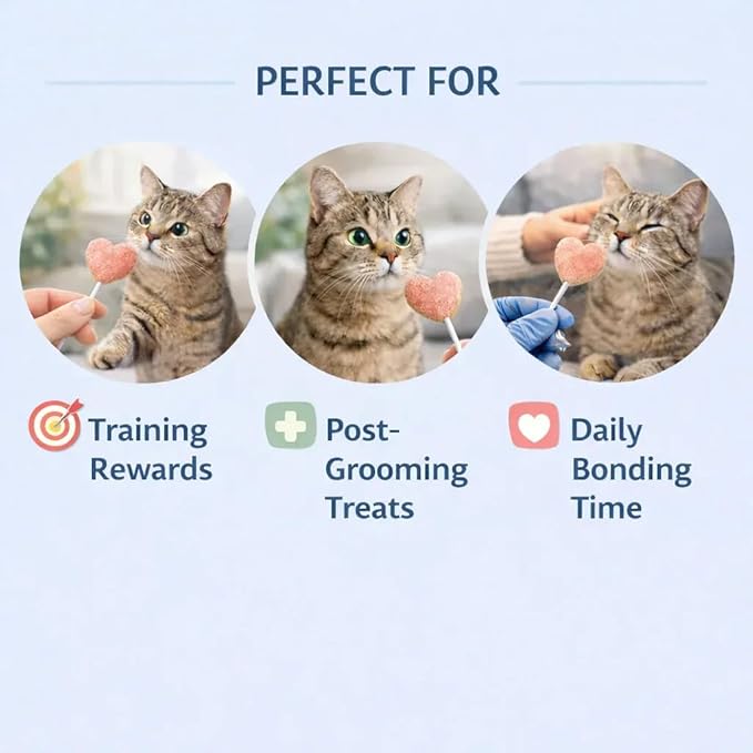 Freeze Dried Cat Treats Salmon Lollipops 4 Pops - High Protein Lickable Salmon Treats on Stick for Training Bonding - Cat Snacks No Artificial Flavors Preservatives for Kittens Cats All Ages