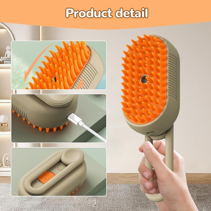 2026 New Cat Steam Brush, 3 in 1 Pet Steam Groomer Comb, Rechargeable Pet Steam Groomer Brush for Massaging and Cleaning Shedding Pets Hair, Anti-Static Hair Removal Comb for Cats Dogs (White)