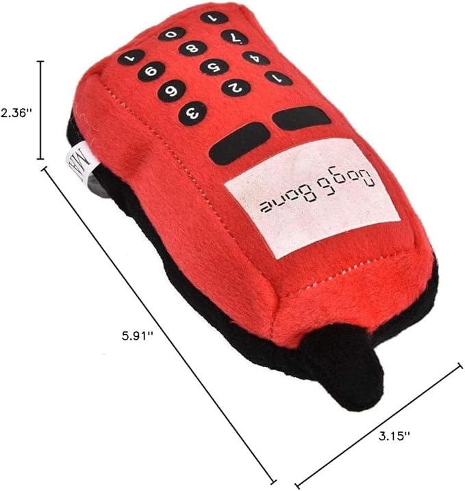Tnfeeon Pet Chew Toy, Plush Cell Phone Squeaky Interactive Chew Toy for Dogs and Cats, Bite Resistant (Red)