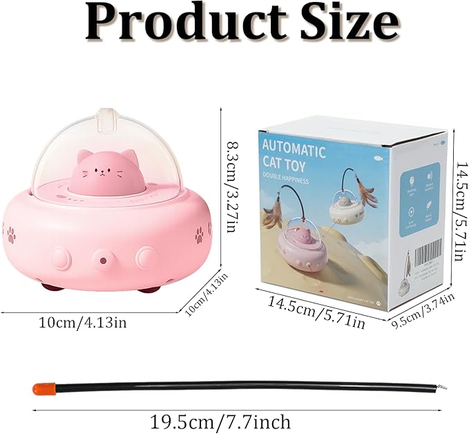 Laser Cat Toy, 3 in 1 Interactive Toy for Cats, Rechargeable Wand and Chasing Interactive Pet Toy for Bored Indoor Cats Kittens 3 Extra Replaceable Teaser Wand Heads