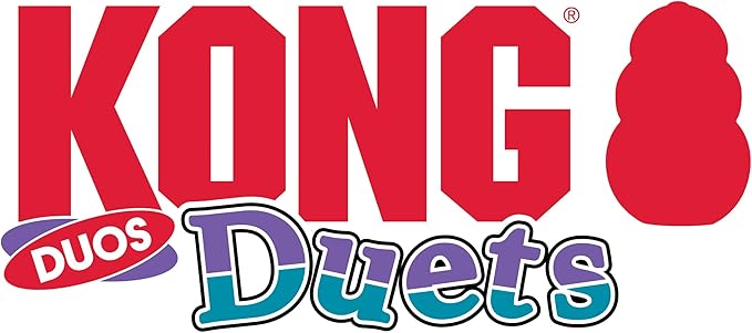 KONG Duets Duos Bouncy Dual Color Squeaky Toy fot Dogs (Bone, Medium)