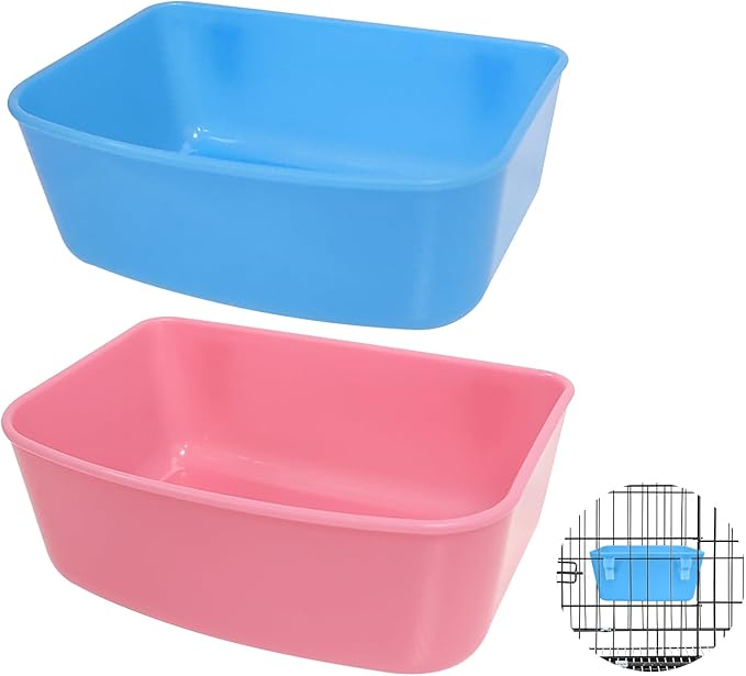 6 Pack Feeder (Blue, Pink), Hanging Feeder,Food and Water Container, Bath Water Bowl Universal for Birds Hamsters Mice Rats Rabbit Guinea Pig Small Pets (S) (S)