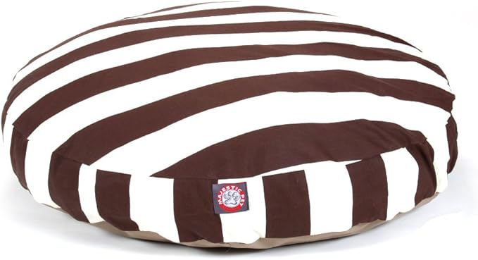 Majestic Pet Chocolate Vertical Stripe Round Pet Bed, Medium
