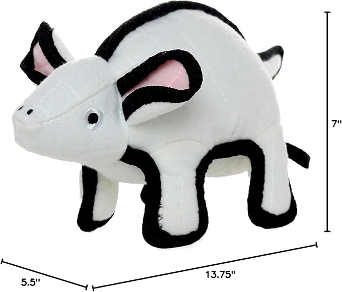 TUFFY - World's Tuffest Soft Dog Toy -Barnyard- Multiple Layers. Made Durable, Strong & Tough. Interactive Play (Tug, Toss & Fetch). Machine Washable & Floats. (White Mouse, Large 2 Pack)