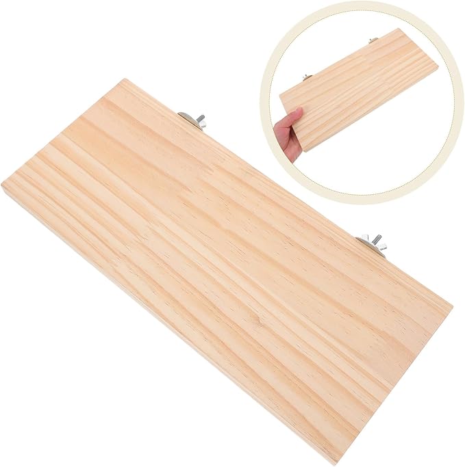 Abaodam Wooden Bird Perch Platform Stand for Parrot and Small Pets, Rectangular Cage Accessory with Paw Grinding Surface, 1pcs Suitable for Hamster, Chinchilla, Squirrel Habitat