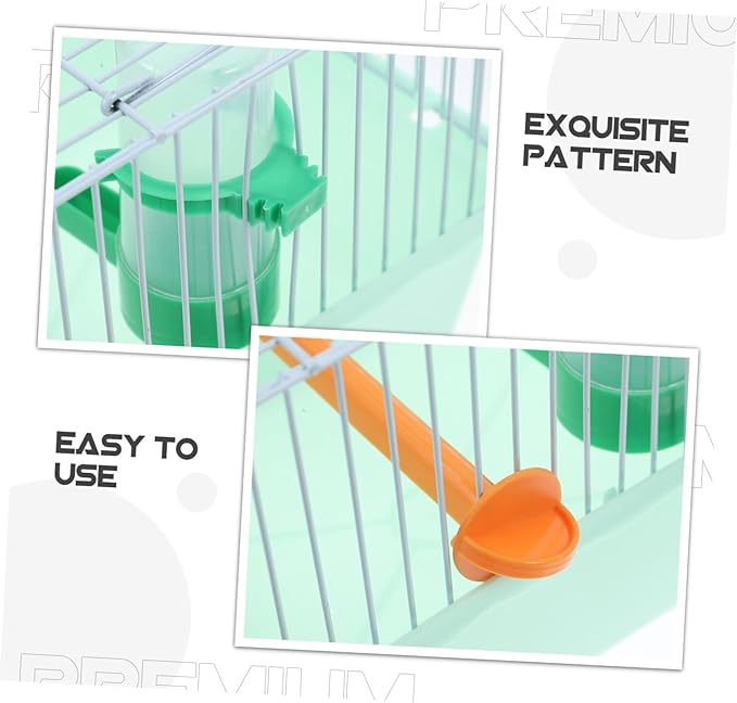 Multi-Functional Portable Parrot Cage with Perch Food Box Water Bottle Spacious Metal Aviary Carrier Travel Cage for Parakeets Lovebirds Small Animals Random Color
