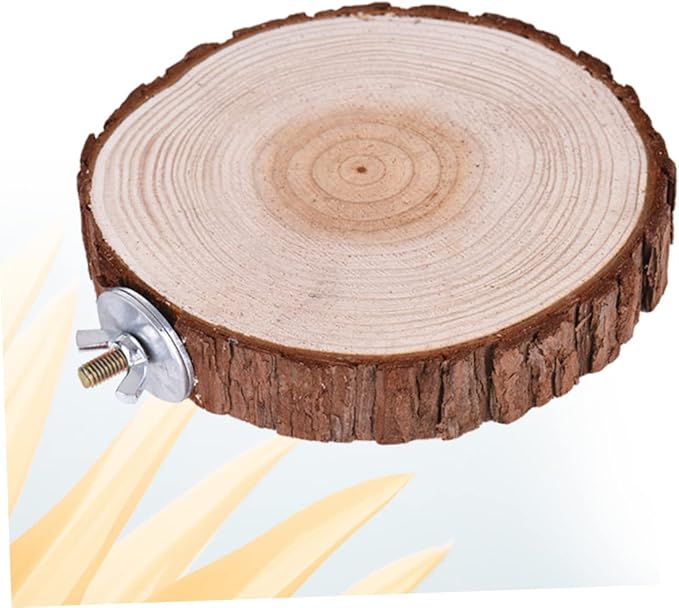 Milisten Round Wooden Platform for Parrots and Animals Wood Perch Stand Rack for Bird Cages for Hamsters Gerbils Mice and Rats