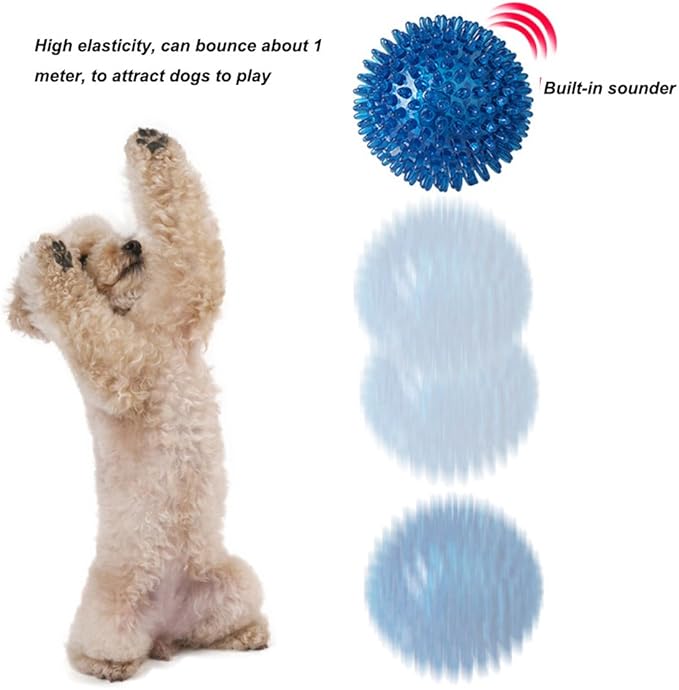 3 Pcs Pet Squeaky Chewing Balls Puppy Chew Toys Soft Stab Balls Cleaning Teeth Toys Play Balls with High Bounce for Large Medium Small Pet Dog Cat