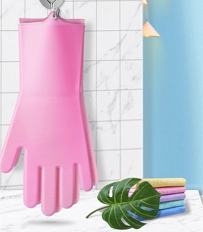 Pet Grooming Gloves Silicone Gloves with High-Density Teeth Enhanced Five Finger Design for Dogs Cats Bathing Massaging (Green)