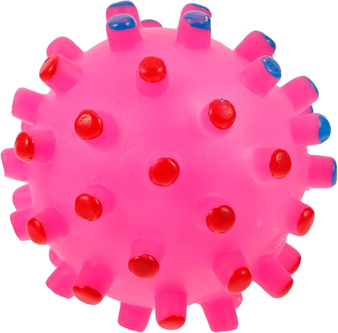 Colorful Chew Ball Squeaker for Cats and Dogs Quack Sound Pet Toy Random Spiky Design for Chewing and Playtime