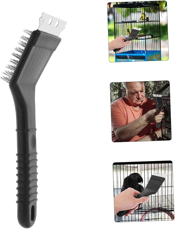 Birdcage Maintenance Brush with Stainless Steel Shovel Bird Droppings Cleaning Tool for Pet Birds