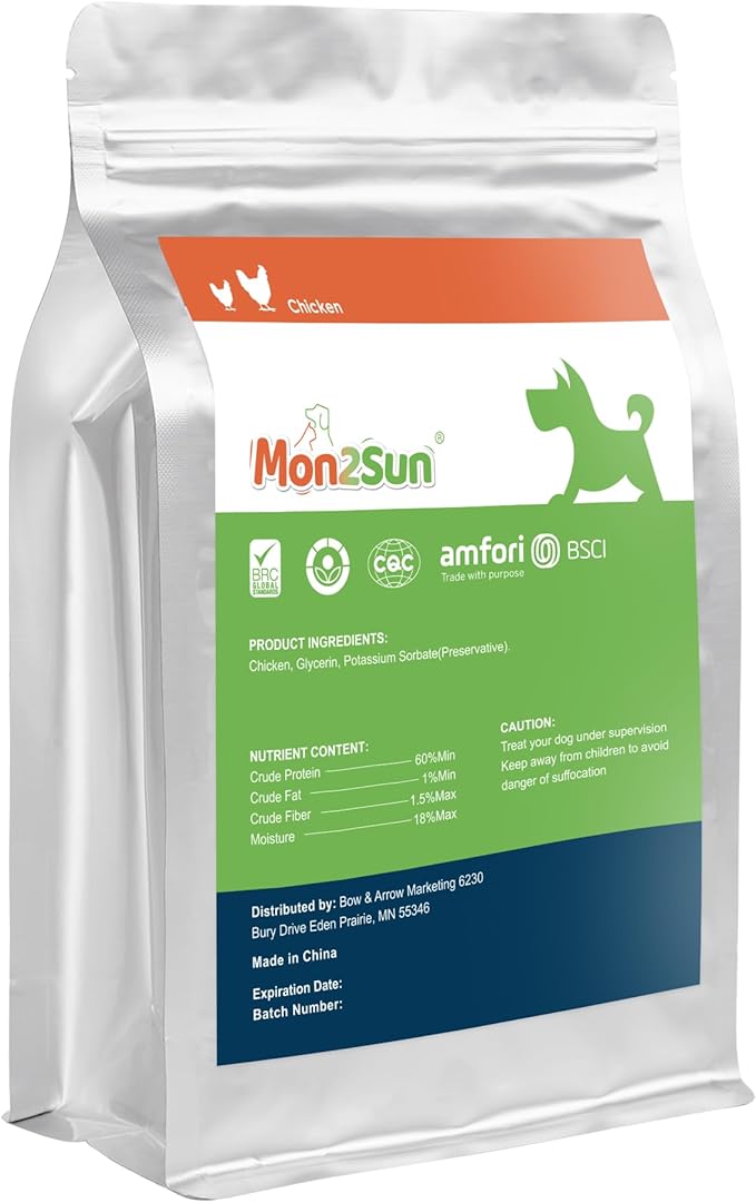 MON2SUN Chicken Jerky Dog Treats - Grain Free High Protein Chicken Strips for Small & Medium Dogs, Natural Training Treats & Healthy Rewards, Easy to Digest, 17.64 oz (Pack of 1)