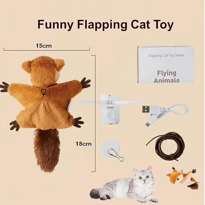 Interactive Rechargeable Flying Bird Cat Toy, Interactive Chirping Bird Wings, Flapping Bird Cat Toy, Chirping Birds Cats Toys for Bored Cats (F-Mouse+Eagle)