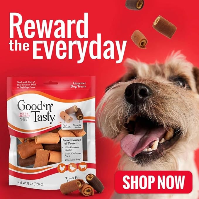Good ‘N’ Tasty Soft and Crunchy Variety Pack, 8 Ounces, Treats for Dogs (Pack of 4)