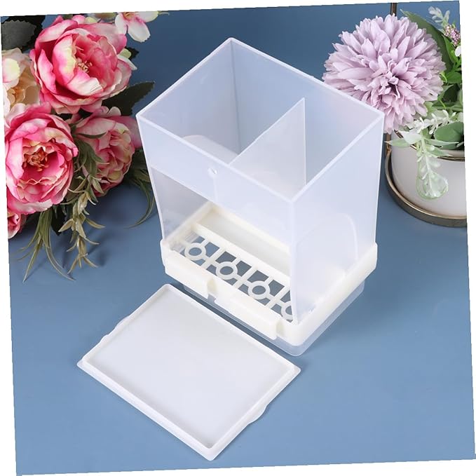 TEHAUX Parrot Automatic Feeding Bowl with Splash Guard Beige Drinking Feeding Dish Bird Cage Feeder for Pet Parrots