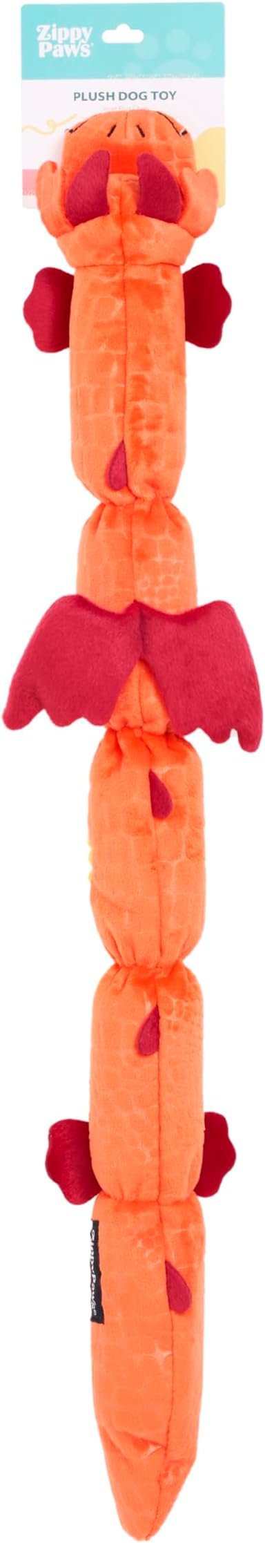 ZippyPaws Zippy Dragonz Plush Dog Toy – Squeaky Plush Toy for Dogs (Red)