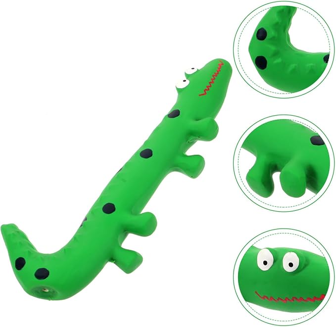 Angoily Squeaky Dog Cat Toy Puppy Toys Interactive Tough Play Fetch, No Stuffing, Small, Medium, Large Pet Breed, Reduce Separation Anxiety, 9.5 Inch (Latex Lizard)