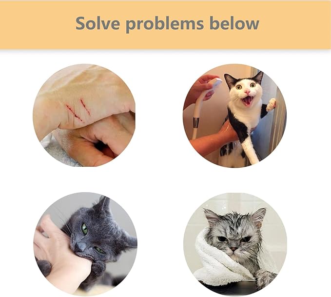Cat Grooming Wrap - Multifunctional Anti-Bite & Scratch Blanket for Nail Trimming, Medicine, and Injection, Self-Sticking Wrap for Calm & Safe Pet Care (Cute Prints, XL-35.5inch within 22lbs)