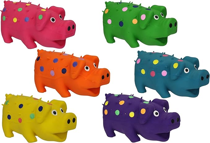 MultiPet Goblets Pig Latex Dog Toy Assorted Colors Size:Pack of 2