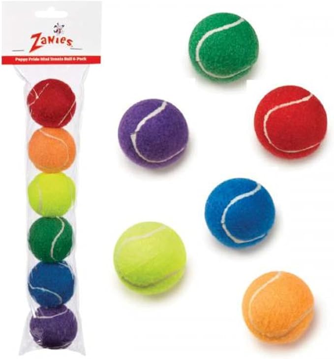 Zanies Mini Puppy Pride Tennis Balls for Dogs, 6-Packs